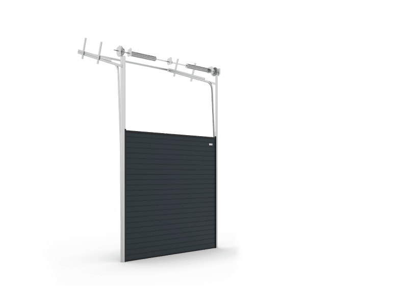 Наклонный высокий с верхним расположением вала - идеален для помещений с наклонной крышей и высокими потолками (высота перемычки от 900 мм).